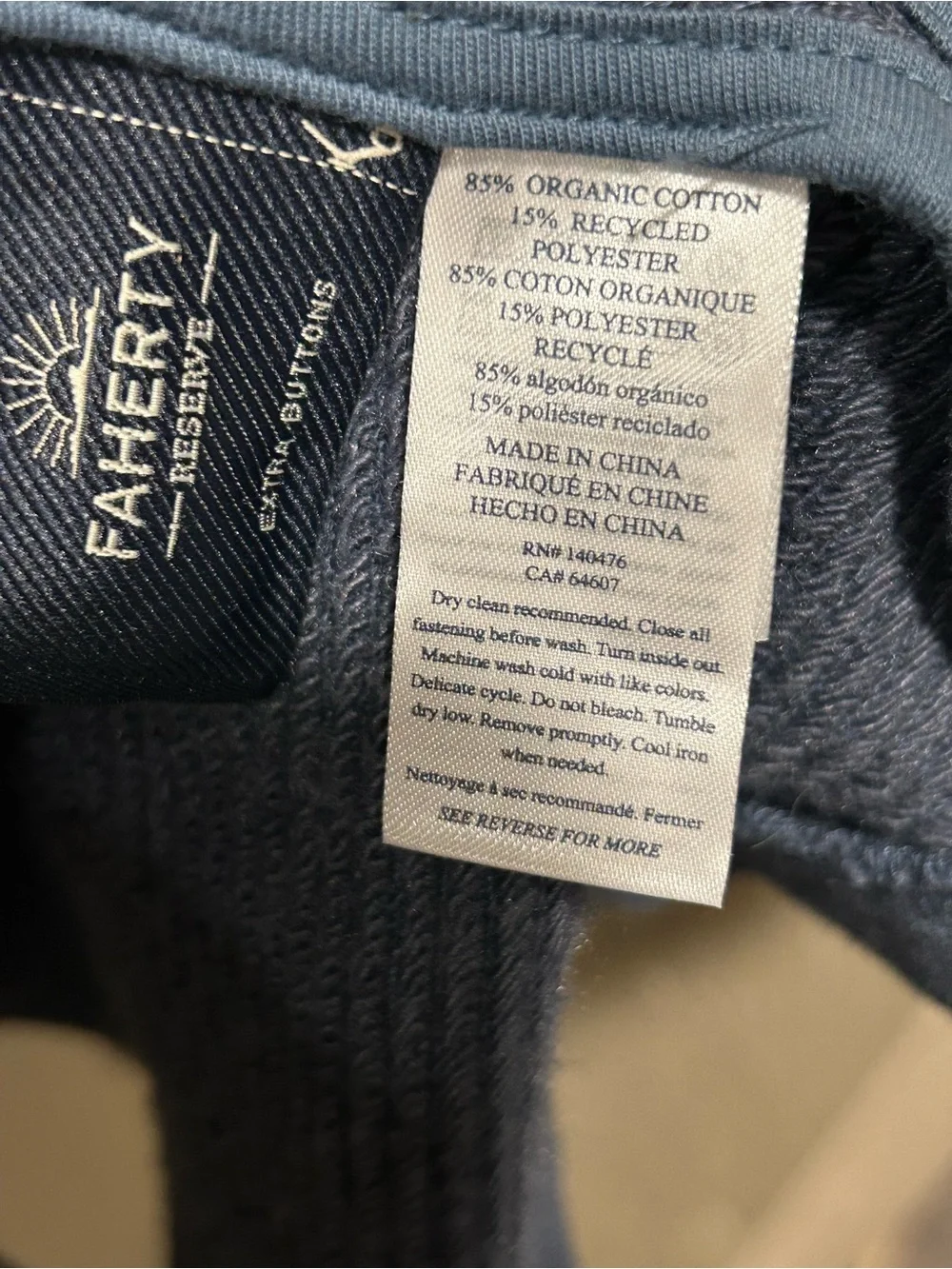 Faherty Inlet Knit Blazer Organic Cotton Deep Navy Melange, XL